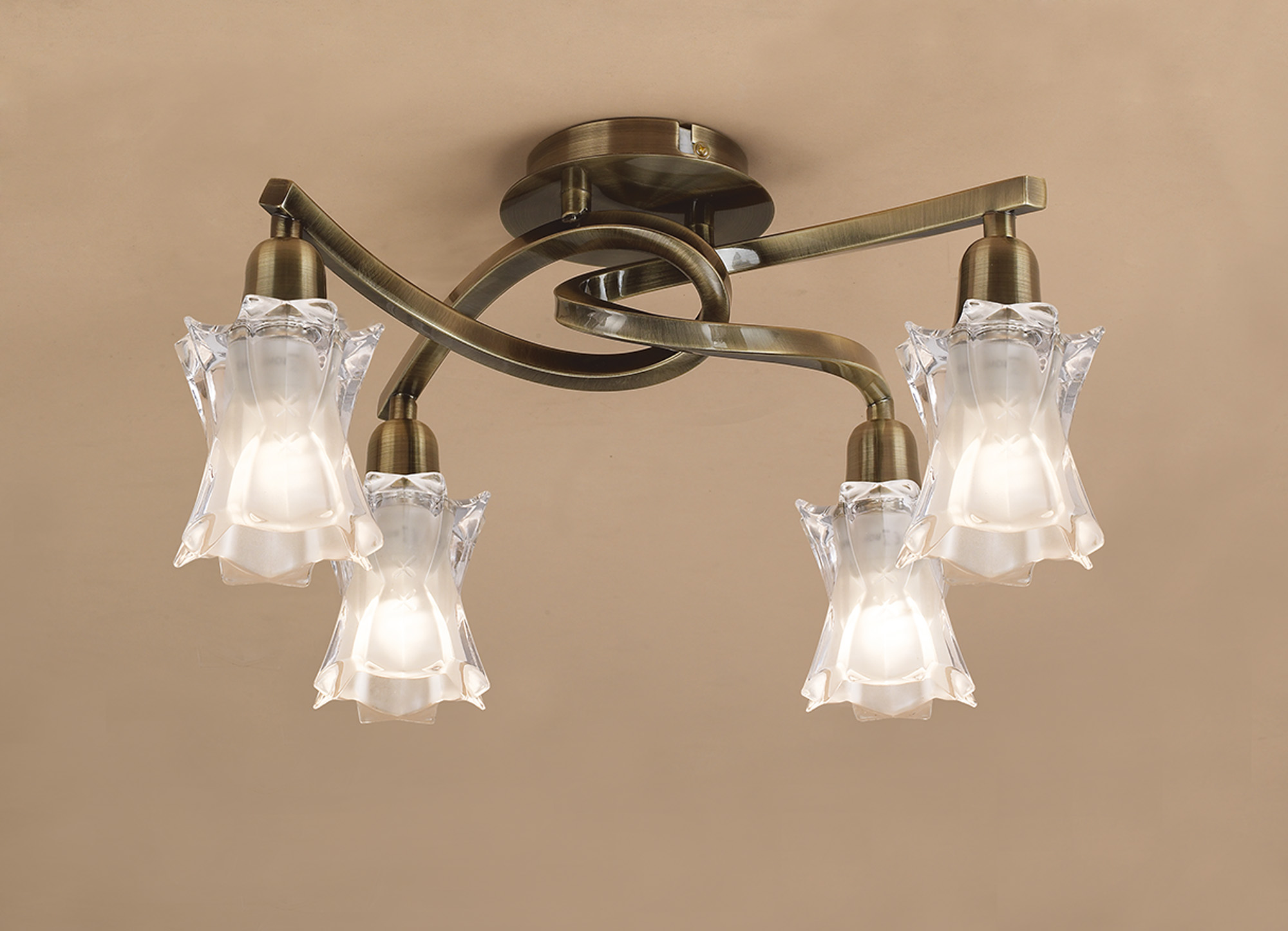 Alaska GU10 Antique Brass Ceiling Lights Mantra Semi Flush Fittings